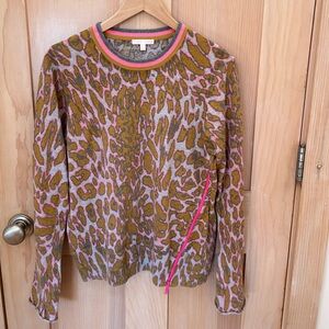 Lisa Todd Animal Insticts Cotton Printed Sweater. Size Large.